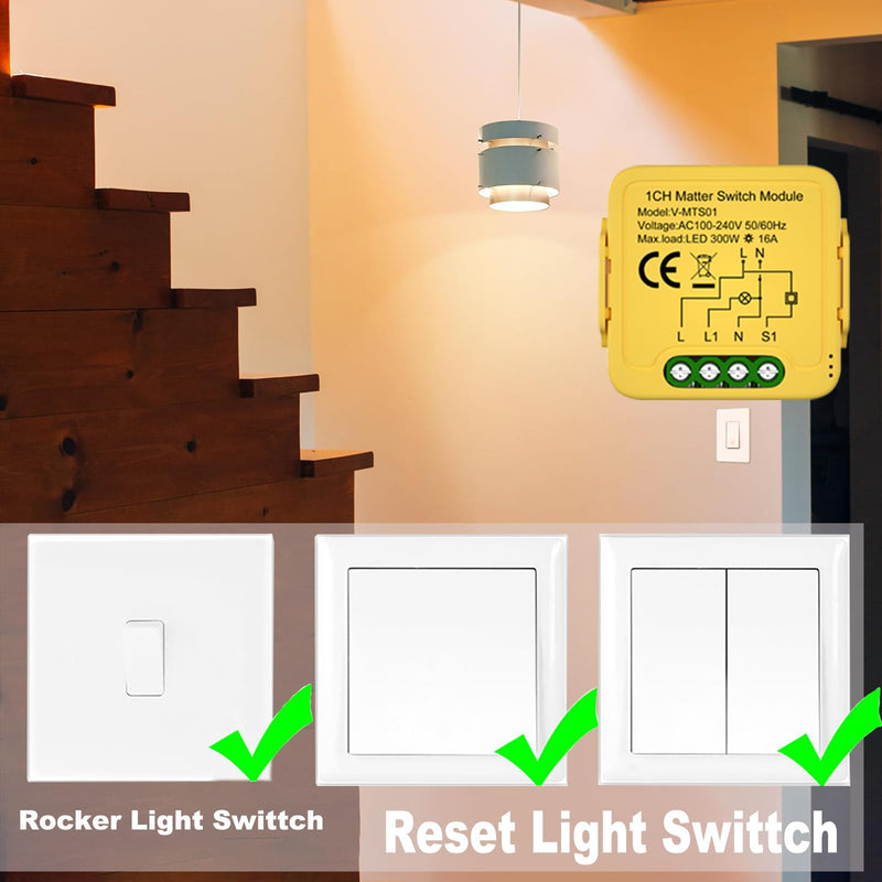 [Australia - AusPower] - 2 Pack Matter Smart Switch Module DIY Light Relay Switch, Works with Apple Home, Siri, Alexa, Google Home, SmartThings, Matter Light Switch Smart Home Automation with Remote Control (2 Gang, 2) 2 Gang 2 Pack 