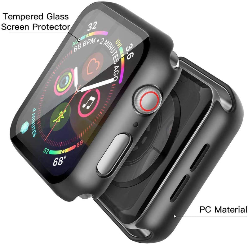 [Australia - AusPower] - Case for Apple Watch Series SE 6/5/4 40mm, Hard PC Overall Protective Cover Built in Tempered Glass Screen Protector for iWatch Accessories (40mm) 