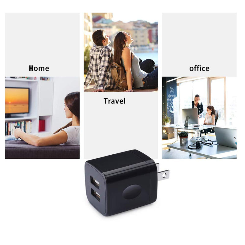 [Australia - AusPower] - Wall Charger, Charging Block, UorMe 5-Pack 2.1Amp 5V Dual Port USB Power Adapter Plug Cube Compatible Phone 13 12 11 Xs Max XR X, Pad Mini/Air,Samsung S22 S22+ S22 Ultra S21 S20 FE S20+, G8 K31 Q60 G8 5 Pure Black 
