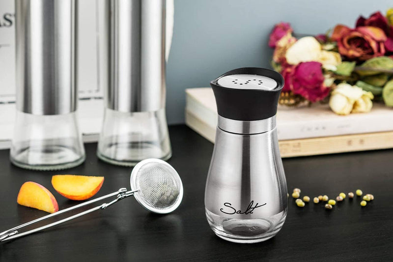[Australia - AusPower] - Salt and Pepper Shakers, Stainless Steel and Glass Bottle, Set of 2 black-2 