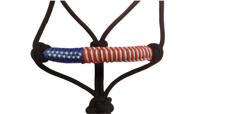 [Australia - AusPower] - Majestic Ally Poly Braided Patriotic Nose Poly Rope Halter and 10' Matching Lead Black 