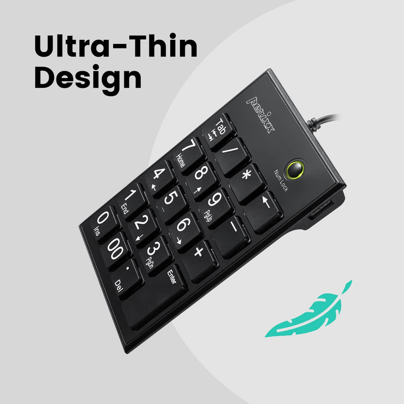 [Australia - AusPower] - Perixx Peripad-202H Wired Slim Numeric Keypad, X Type Scissor Keys with 2 USB Hubs and Tab Key, Black USB with 2 Hubs 