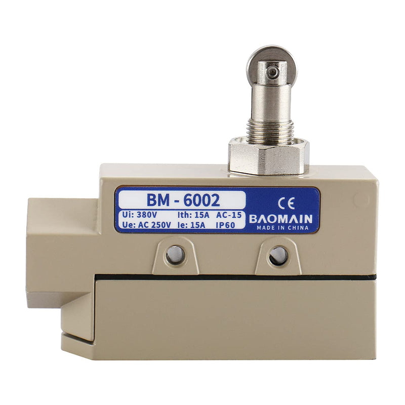 [Australia - AusPower] - Baomain TZ-6 Sealed Limit Switch TZ-6002 Parallel Roller Plunger AC 250V 15A IP 65 