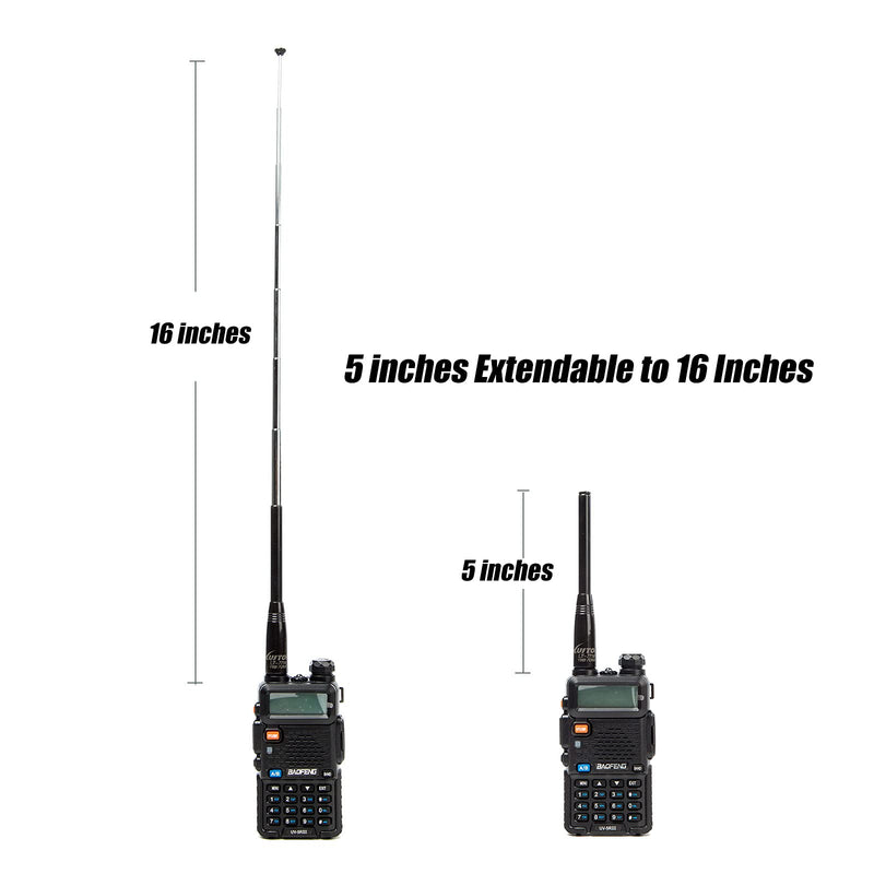 [Australia - AusPower] - 2PC Retractable/Telescoping Walkie Talkie/Radio Antenna LT-771R 4 to 16 Inches VHF/UHF (144/430Mhz) Dual Band Antenna SMA-Female Compatible with BaoFeng UV-5R UV-82 F8HP 