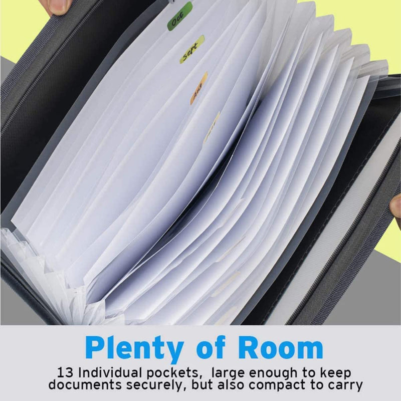 [Australia - AusPower] - SKYXINGMAI Folder a4 Portable Organ File Bag 13 Multi-Layer Expandable Desktop Accordion Folder, File Box Two-in-one New Test Paper Storage Stationery for Office/Business/School (Grey) Grey 