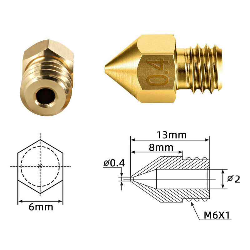 [Australia - AusPower] - 25Pcs 3D Printer Nozzle Kit MK8 Extruder Nozzles Brass Print Head 0.2mm, 0.3mm, 0.4mm, 0.5mm, 0.6mm, 0.8mm, 1.0mm with Storage Box Compatible with 3D Printer Makerbot Creality CR-10 Ender 3 5 