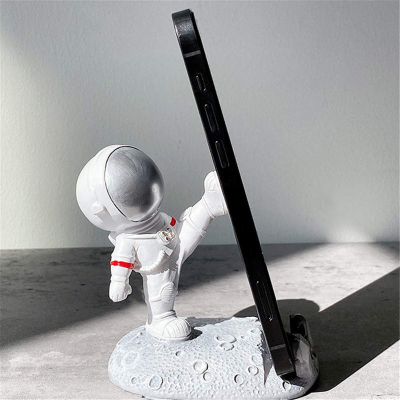 [Australia - AusPower] - Yatchen Unique Cute Cell Phone Stand Car Holder Cool Fun 3D Cartoon Astronaut Design Mobile Phone Tablet Bracket for Desk Compatible with All Smartphones for Children Gift Decor Home (Kick Silver) Kick Silver 