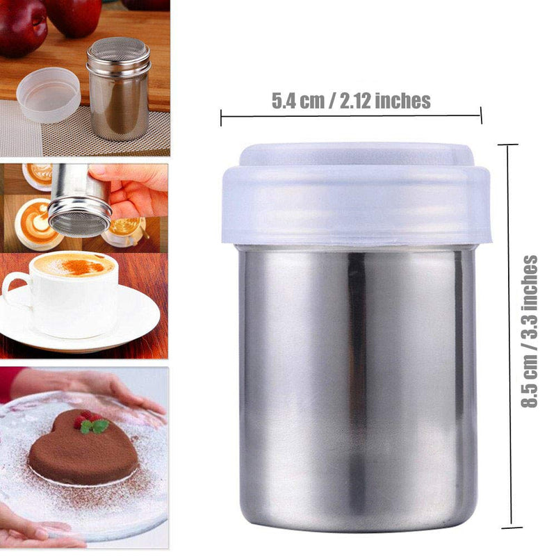 [Australia - AusPower] - Onwon 2 Pieces Powder Sugar Shaker with Lid - Stainless Steel Fine Mesh Shaker Cinnamon Icing Sugar Powder Cocoa Flour Chocolate Coffee Sifter Sprinkler Dredgers for Coffee Cappuccino Latte 