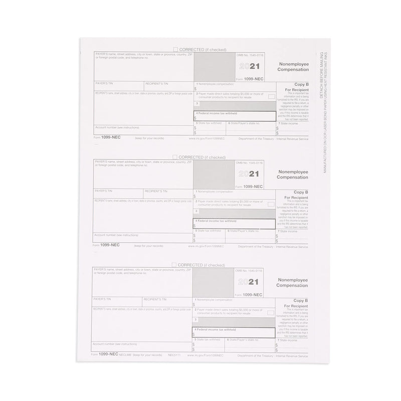 [Australia - AusPower] - Blue Summit Supplies 1099 NEC Tax Forms 2021 with 25 Self Seal Envelopes, 25 4 Part Tax Forms Kit, Compatible with QuickBooks and Accounting Software 