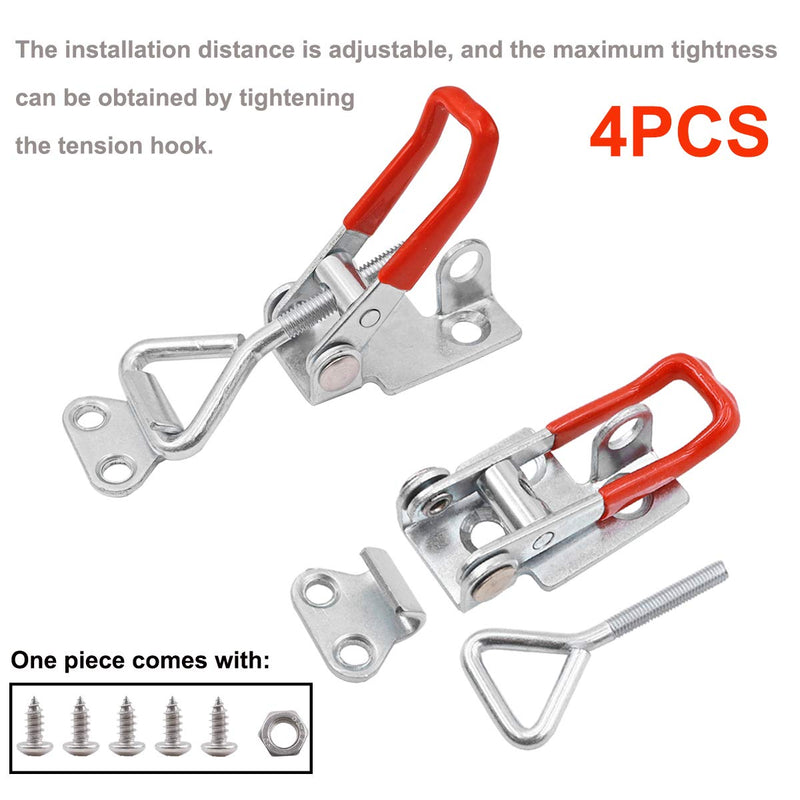 [Australia - AusPower] - smseace 4 Pack Adjustable Toggle Clamp(With Lock Hole), 100Kg 220Lbs Holding Capacity Dedicated Button Clamp 4001, Quick Release Pull Latch?With Stainless Steel Nuts And Screws SJ-4001-SK-4P 4001(With Lock Hole)-4PCS 