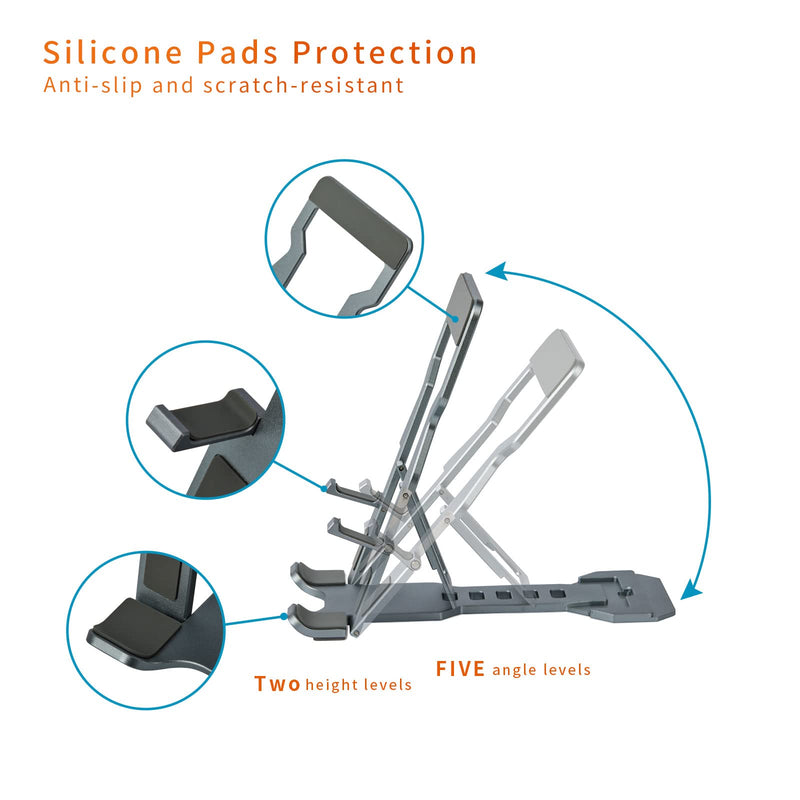 [Australia - AusPower] - AISIONE Phone Holder for Desk, Adjustable and Foldable Desktop Cell Holder,Aluminum Phone Stand with Non-Slip Anti-Scratch Pad, Portable Ultra-Thin Phone Holder, Compatible with Most Smartphone 
