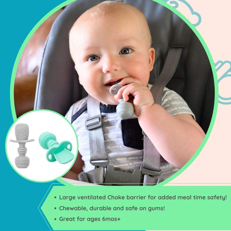 [Australia - AusPower] - Led Weaning Silicone Baby Spoons - Chewable Utensils Set for Toddlers - UpwardBaby 3 Baby Self Feeding Spoons for Stage 1-6mos+ Anti Choke Barrier BPA Free 