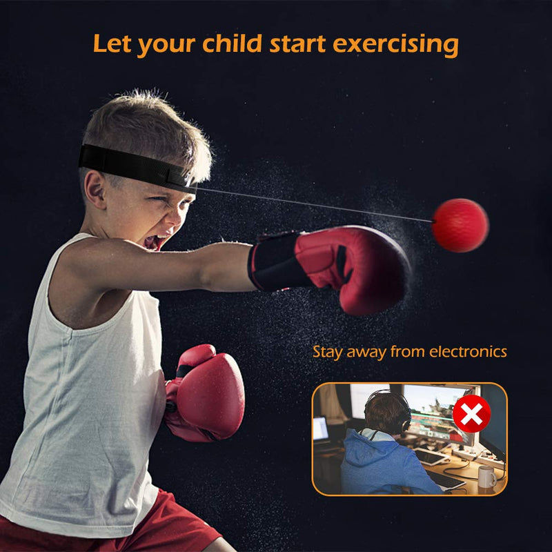 [Australia - AusPower] - OLIKER Boxing Reflex Ball Family Pack Plus with Adjustable Headband,4 Boxing Ball Suitable Reaction,Agility,Punching Speed,Fight Skill and Hand Eye Coordination Training for Adults and Kids 