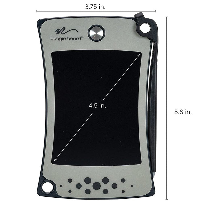 [Australia - AusPower] - Boogie Board Jot Pocket Writing Tablet - Includes Small 4.5 in LCD Writing Tablet, Instant Erase, Stylus Pen and Built-in Kickstand, Lunar Gray 
