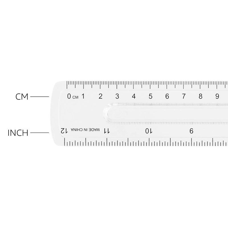 [Australia - AusPower] - Amazon Basics 12-Inch Plastic Ruler with Finger Grip, 4-Pack 12 inch 