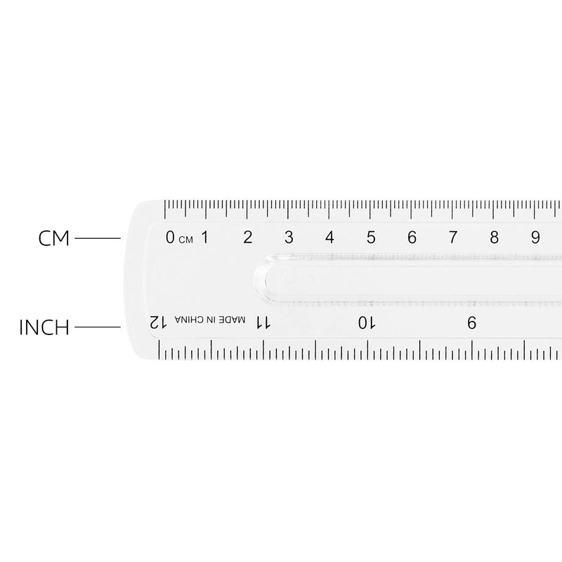 [Australia - AusPower] - Amazon Basics 12-Inch Plastic Ruler with Finger Grip, 4-Pack 12 inch 