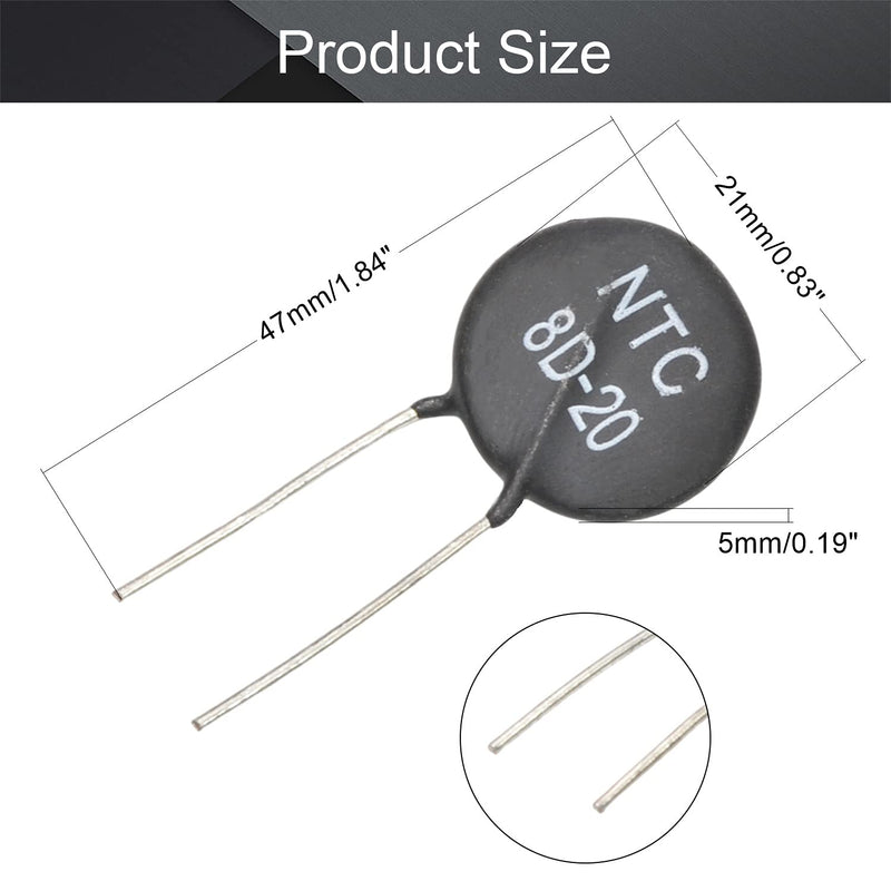 [Australia - AusPower] - Fielect NTC Thermistor Resistors 8D-20 6A 8 Ohm Inrush Current Limiter Temperature Sensors Pack of 5 