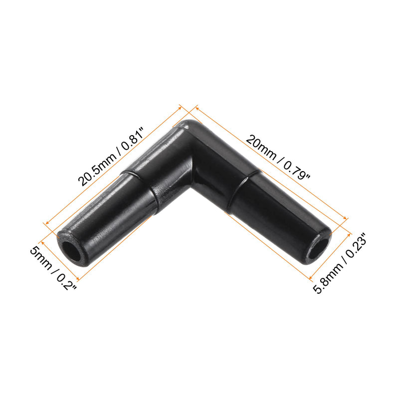 [Australia - AusPower] - MECCANIXITY Barb Hose Fitting, 5mm Barbed Dia. Plastic Elbow Coupler Quick Connector Adapter, Black Pack of 2 