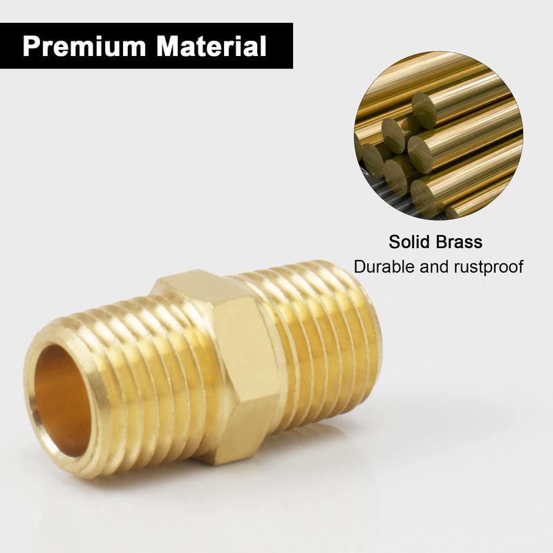 [Australia - AusPower] - Winmien Brass Hex Nipples, Pipe Fitting，Double-Headed Equal-Diameter Male Threaded Joints, Hexagonal Joint Hose Extender, NPT.(1/8" MNPT x 1/8" MNPT, 5) 1/8" MNPT x 1/8" MNPT, 5 