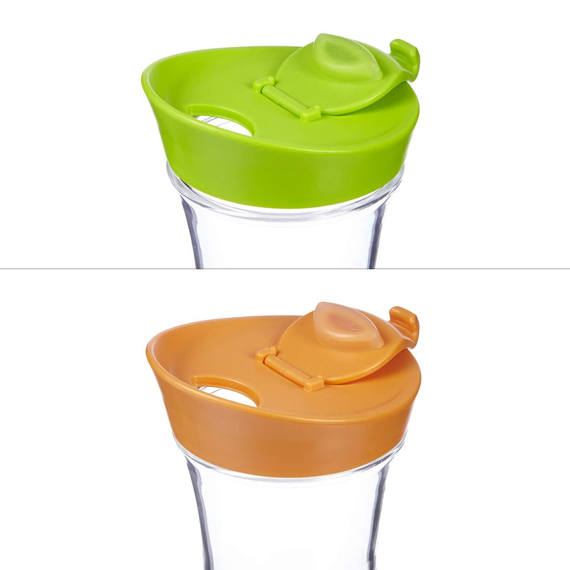 [Australia - AusPower] - STORi Clear Plastic 50-ounce Square Base Beverage Carafes | set of 2 | Orange and Green Lids Orange/Green Lids 