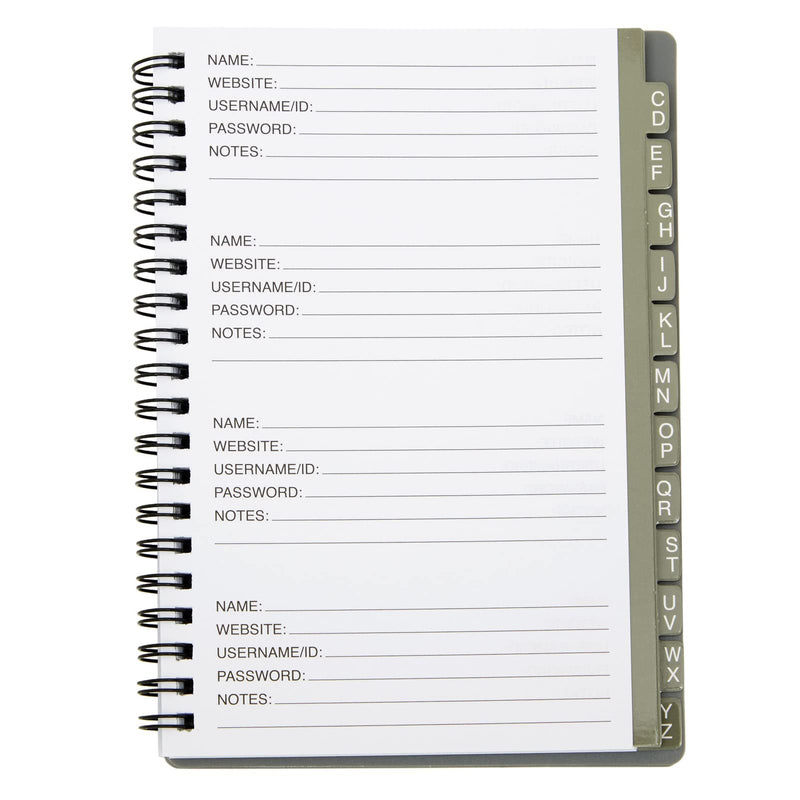 [Australia - AusPower] - Password Book with Alphabetical Tabs, Spiral Bound Internet Address Keeper Logbook (2 Pack, 6x7 in) 