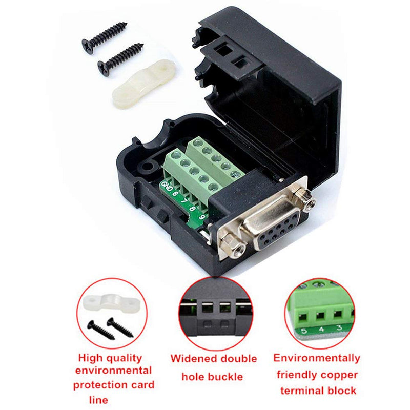 [Australia - AusPower] - Connector DB9 RS232 D-SUB Female Adapter Serial 9 Pin Port DB9 COB Breakout Terminal Connector Signal Module with Case (Female Connector + Nut) Female Connector + Nut 