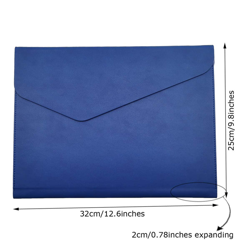 [Australia - AusPower] - Enyuwlcm PU Leather A4 File Folder Document Holder Waterproof Portfolio Envelope Folder Case with Invisible Magnetic Closure Blue 
