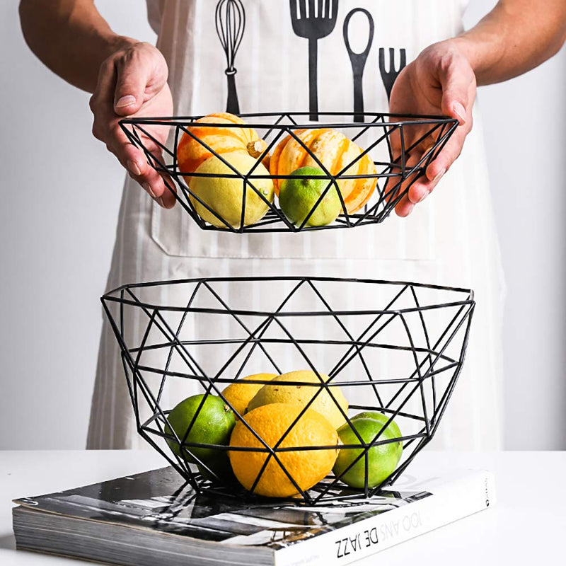 [Australia - AusPower] - Teetookea Metal Wire Fruit Basket, Creative Mesh Fruit Bowl, Round Metal Storage Holder, Modern Style Container for Kitchen Counter, Table Centerpiece Decorative, Countertop, Home Decor (Large) 