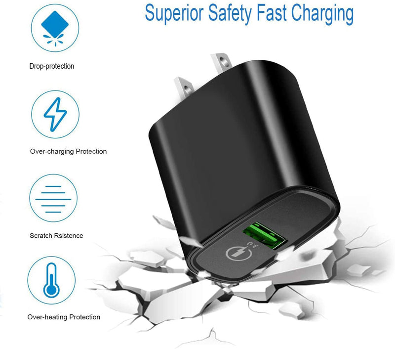 [Australia - AusPower] - 18W Fast Phone Charger for Moto G7 G8 Play Power,Z4 Z3,G Power,G Stylus,Edge Plus,G6/G6+,Z2 Z Force Droid Turbo,G7 Supra,Motorola One Action Hyper Zoom Vision,QC3.0 USB Wall Charger Adapter+6FTCable 