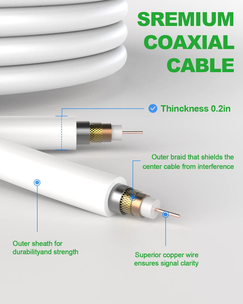 [Australia - AusPower] - Vansky TV Antenna Indoor, Digital Amplified Indoor HDTV Antenna, 1080p VHF UHF Television Local Channels Detachable Signal Amplifier and 16.5ft Long Coax Cable(White) White 