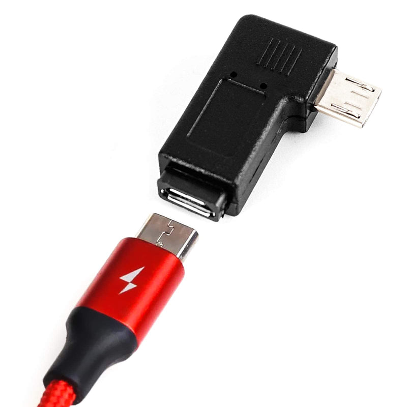 [Australia - AusPower] - 1 Pair Right Left Angle Micro USB Male 90 Degree USB Male to Micro Female Plug Adapters 