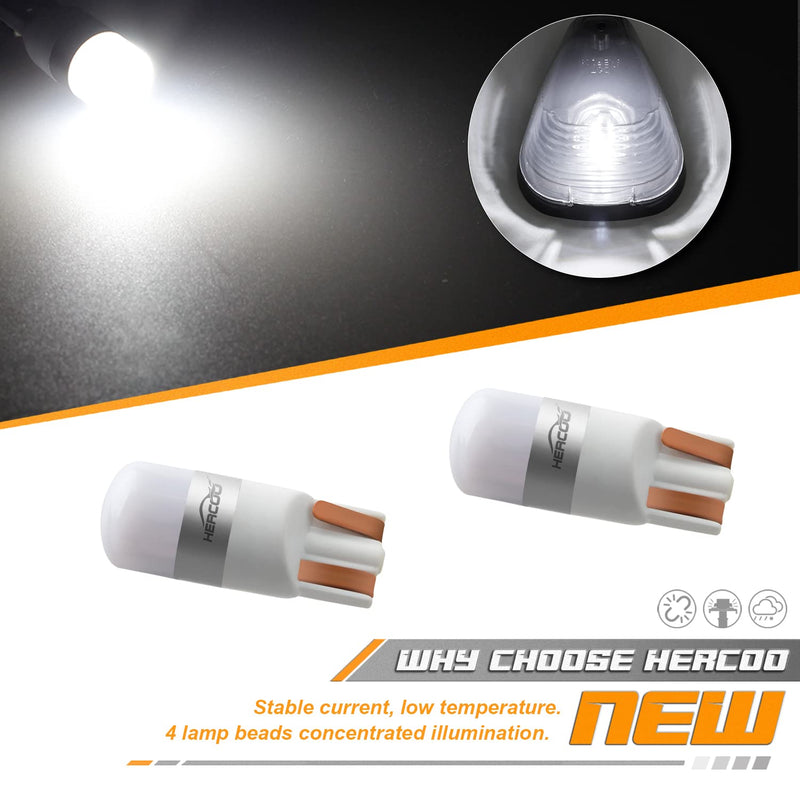 [Australia - AusPower] - HERCOO Smoke Roof Cab Marker Lights Lens w/LED Bulbs Aftermarket Replacement Compatible with F150 F250 F350 F450 F550 Super Duty (Qty:5 Smoke Lens + White LED 