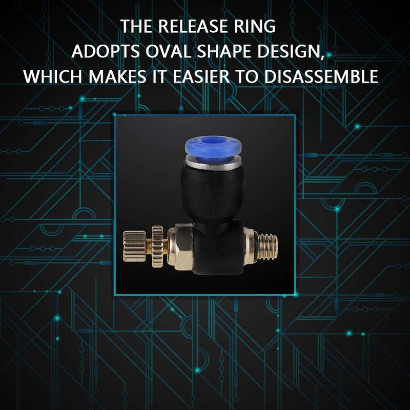 [Australia - AusPower] - 20Pcs OD 4mm Tube M5 Push to Connect Fittings Pneumatic Air Flow Speed Control Valve Quick Connector 