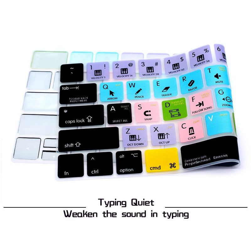 [Australia - AusPower] - HRH Propellerhead Reason Shortcuts Hotkey Silicone Keyboard Cover Skin for MacBook New Pro with Touch Bar 13 Inch and 15 Inch(A2159/A1989/A1706,A1990/A1707) 2019 2018 2016 2017 Release US Version 