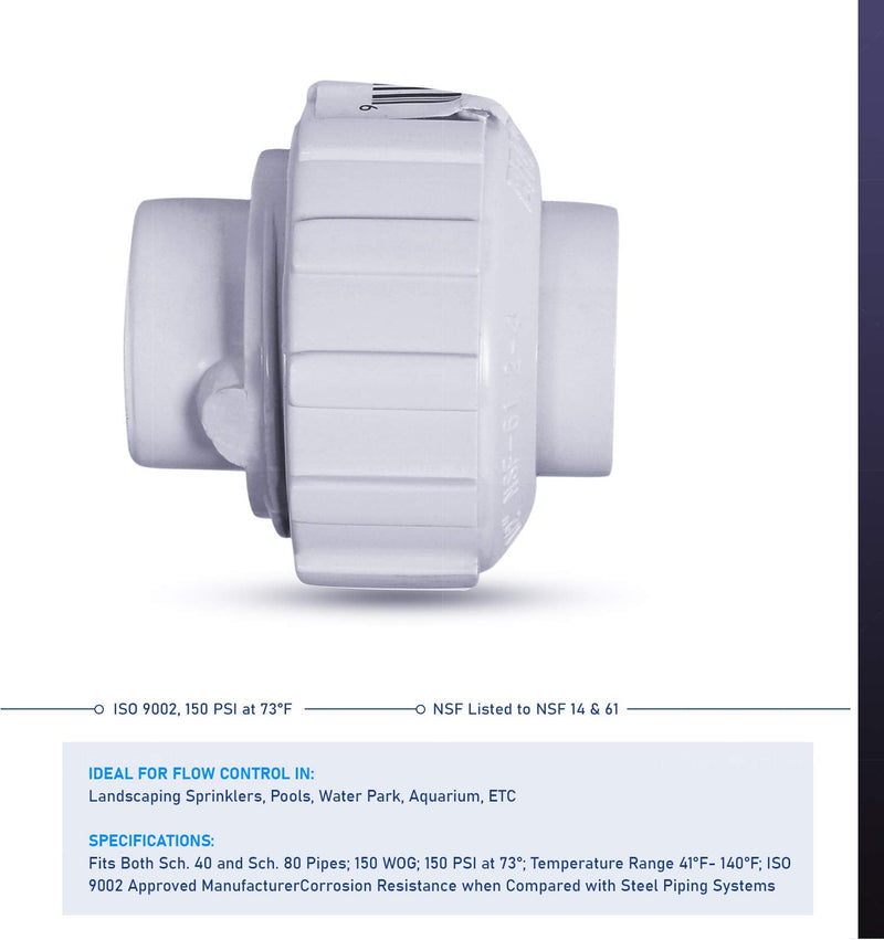 [Australia - AusPower] - Midline Valve PVC Union Coupling Pipe Fitting 1-1/4'' Solvent Connections White Plastic (597DV114) 1-1/4 in. 