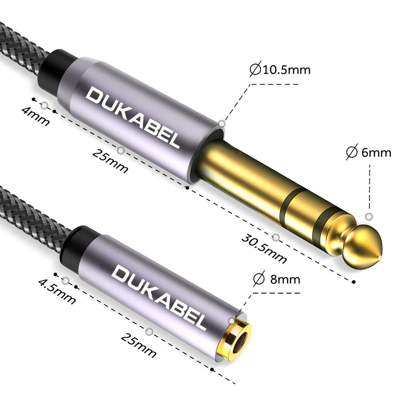 [Australia - AusPower] - DUKABEL TopSeries Long 1/4'' Male to 1/8'' Female Adapter Cable (16ft/5M) 6.35mm to 3.5mm Phone Audio Connector Quarter Inch Adapter for Mixer Guitar Piano Amplifier Speaker and More 16ft/5M 