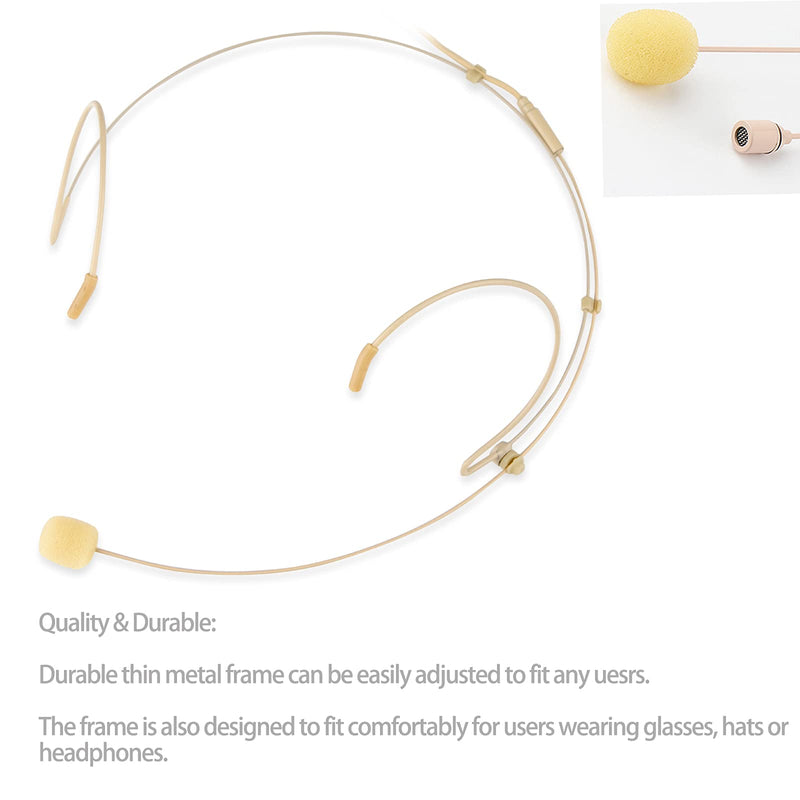 [Australia - AusPower] - Sujeetec Microphone Headset Discreet Headworn Earset Over Ear Mic for Shure Wireless System Bodypack Transmitter, Ideal for Lectures, Live Performance, Theater, Podcasts – Beige Mini XLR TA4F Plug(for Shure Only) 