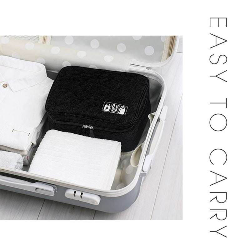 [Australia - AusPower] - Electronics Organizer, OrgaWise Electronic Accessories Bag Travel Cable Organizer Three-Layer for iPad Mini, Kindle, Hard Drives, Cables, Chargers (Two-Layer-Black) Two-Layer-Black 