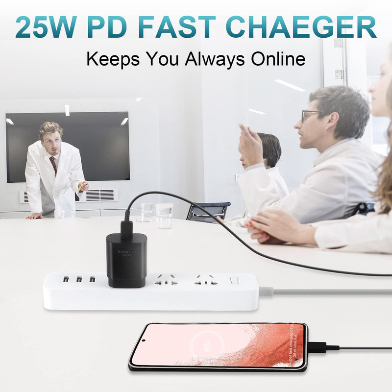 [Australia - AusPower] - Android Phone Charger,25W Type C Charger Fast Charging for Samsung Galaxy S22/S22 Ultra/S22+/S21/S21 Ultra/S21+/S20/S20 Ultra/Note 10 Plus/Note 20 Ultra/S10,USB C Wall Charger Block and 5FT C Cable 25w black 
