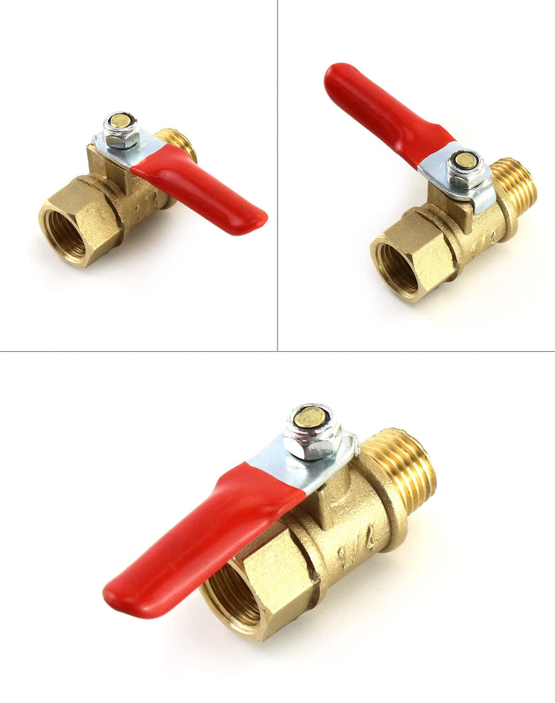 [Australia - AusPower] - QWORK Ball Valve, 3 Pcs 1/4" Heavy Duty Brass Ball Valve Shut Off Switch, 1/4" Male x Female NPT Thread Pipe Fitting Air Compressor Shut Off Valve 3 Pack 