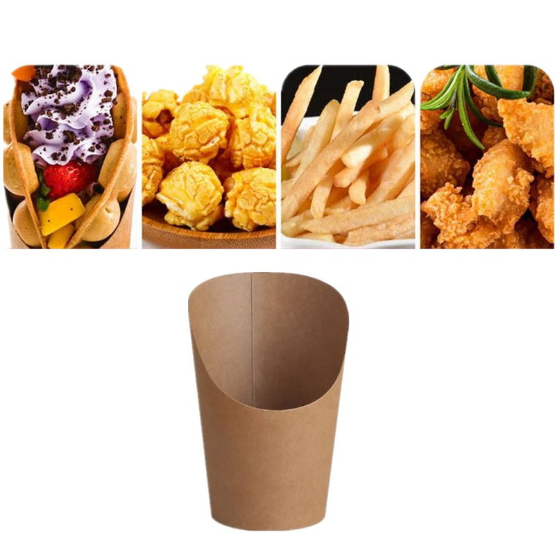 [Australia - AusPower] - 50 Pack French fries box, disposable takeout food container, waffle paper popcorn box, kraft paper cup holder for ice cream frozen dessert (14oz) 14oz 