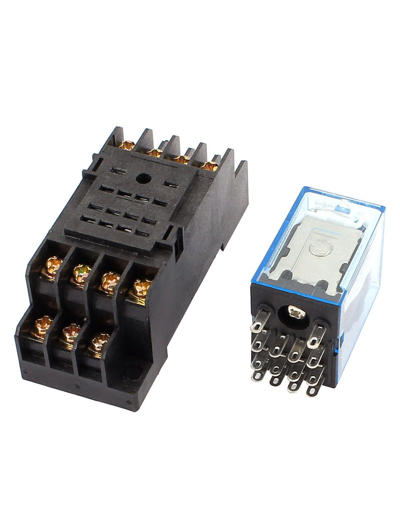 [Australia - AusPower] - uxcell 2 Pcs AC 110/120V 5A Coil 35mm DIN Rail 4PDT 14Pin Power Relay + Base 