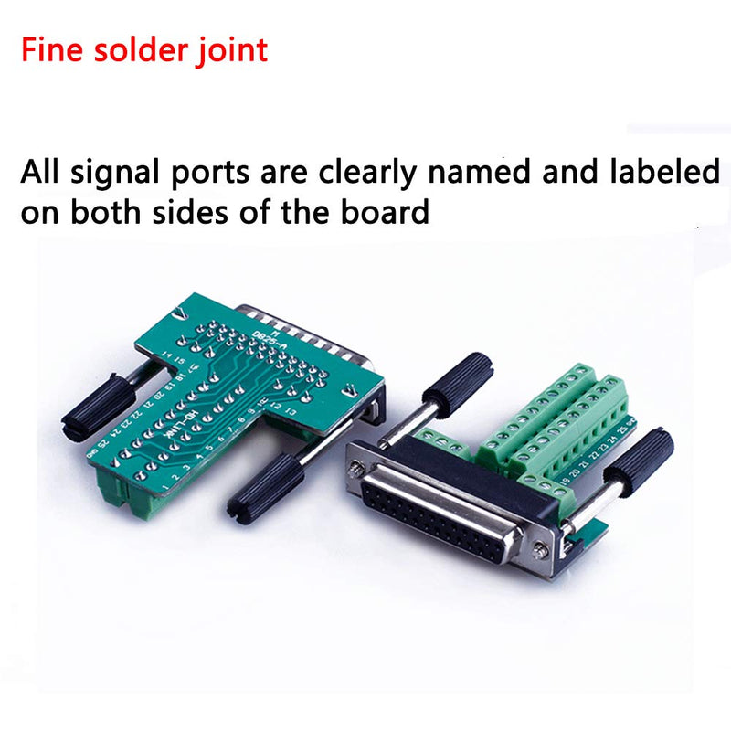 [Australia - AusPower] - ANMBEST 2PCS DB25 Solderless Connector, RS232 D-SUB Serial to 25-pin Port Terminal Female Adapter Breakout Board with Case Long Bolts Nuts 2PCS Female 