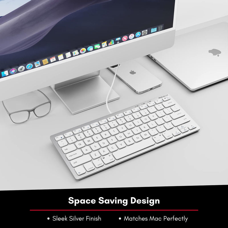 Macally Small Wired Keyboard for Mac and Windows - 78 Scissor Switch ...