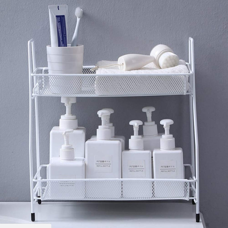[Australia - AusPower] - Spice Rack Organizer , 2-Tier Bathroom Shelf Organizer countertop, Kitchen Rack Organizer for Spice Can Sauce Jars Bottle (White) White 