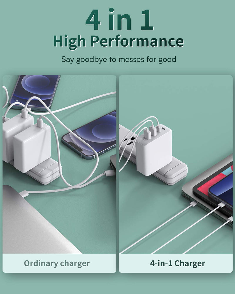 [Australia - AusPower] - USB C Charger, Hyphen-X 100W GaN PPS Type C Fast PD Charger Compatible with MacBook Pro Air 2021 16 14 in, iPhone 13/12/11 Series,Pixel 6 Pro, iPad Pro, Galaxy, Dell XPS USB C Laptop 4 Ports(White) White 