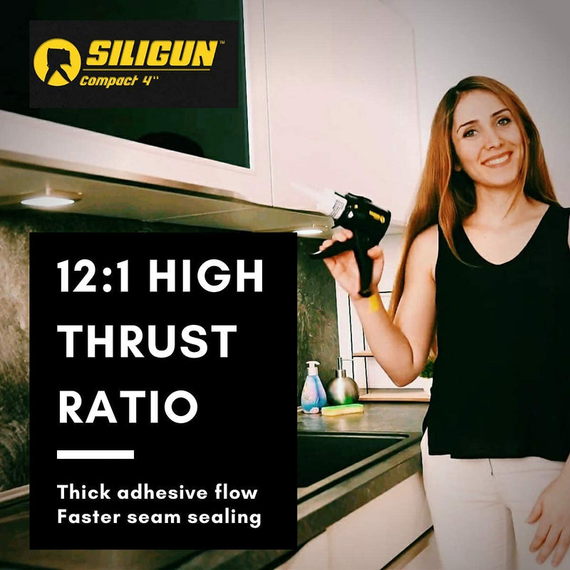 [Australia - AusPower] - SILIGUN Caulking Gun - Anti Drip Extreme-Duty Caulking Gun - Patented New and Innovative Design - Lightweight ABS Frame - for the Smallest to the Largest Jobs - Compact-Design Just 4 Inches / 0.65 lbs 1 