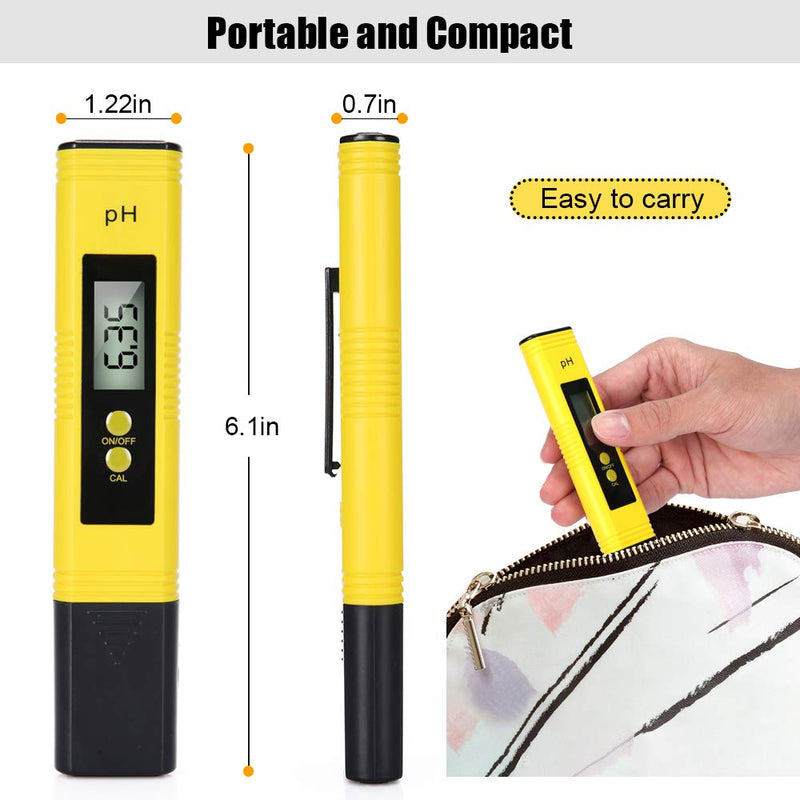 [Australia - AusPower] - PH Meter Digital Water Tester, 0.01High Accuracy Water Quality Tester Pen with 0-14 PH Measurement Range for Drinking Water (Yellow) 