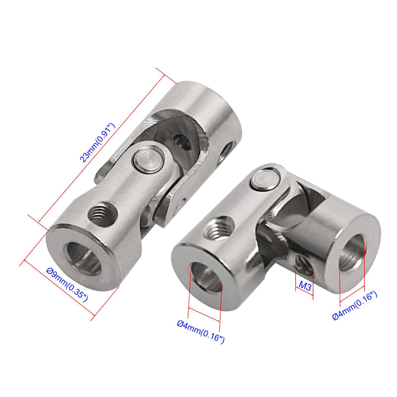[Australia - AusPower] - Aopin 4mm to 4mm Rotatable Universal Joint Coupling Shaft Stepper Motor, Length 23mm / 0.91", Coupler Connector with Screw for 3D Printer, RC Robot, Car Boat Shaft, DIY Encoder, CNC Machine 2 Pcs 