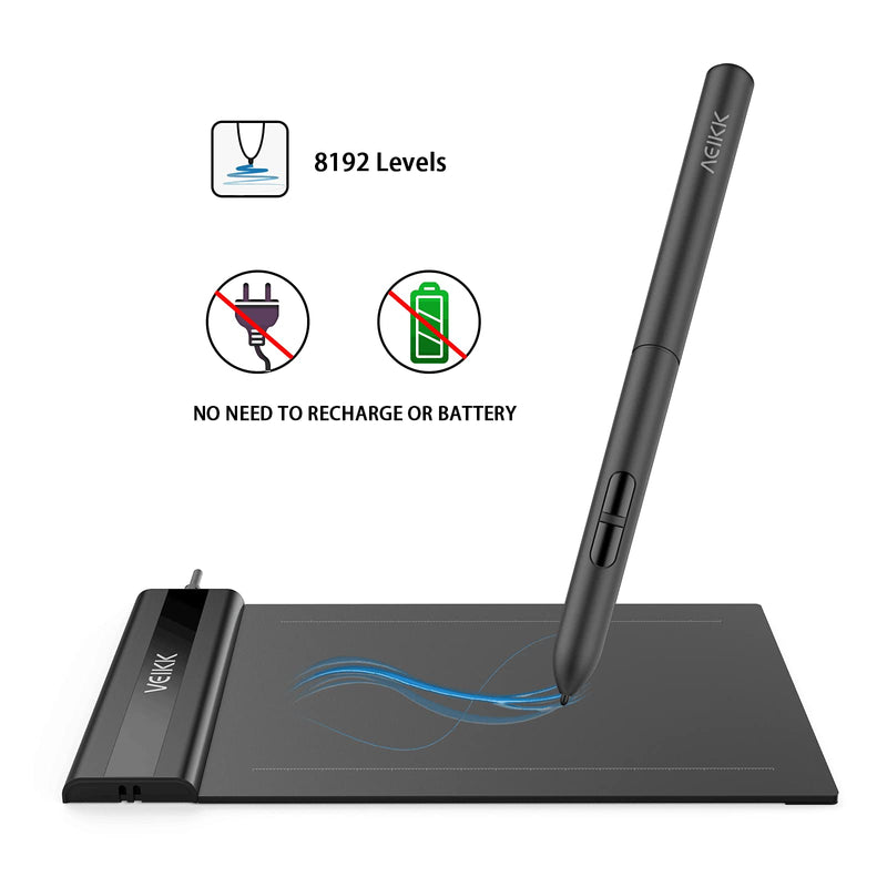 [Australia - AusPower] - VEIKK S640 Graphics Drawing Tablet 6x4 Inch Ultra-thin Portable OSU Tablet with 8192 Levels Battery-free pen (For Drawing, Online class/E-learning and Web-conference) 